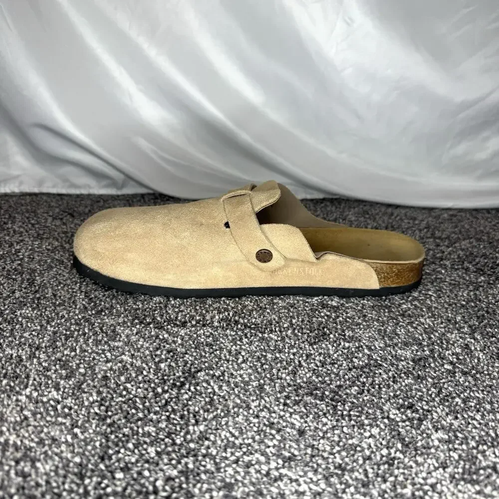 Birkenstock Boston Taupe Suede Clogs Mens 45 US 12 Regular Wide Fit Slip On Mule